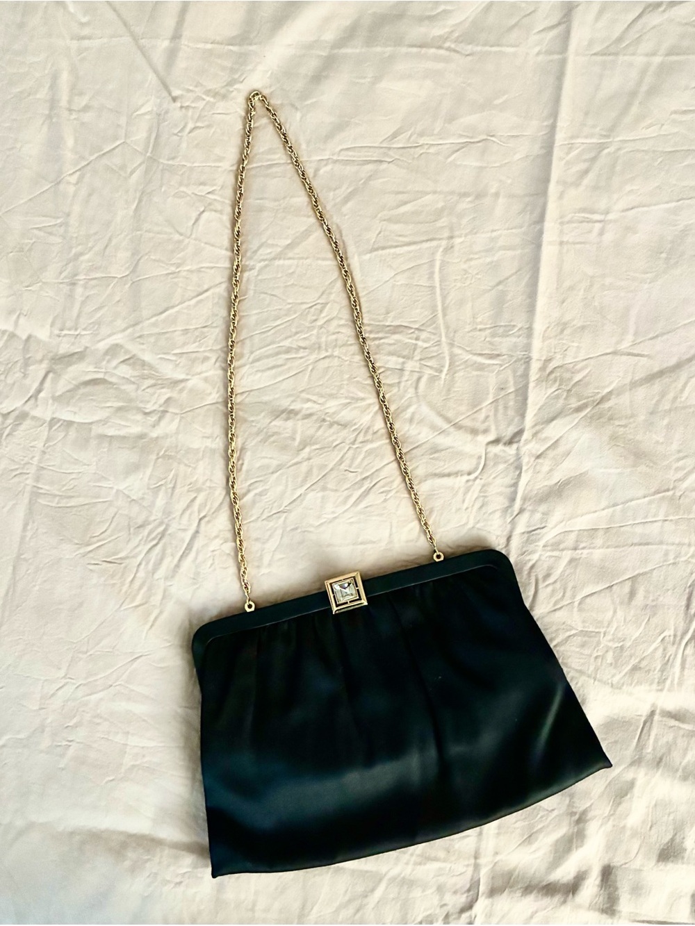 Elegant Vintage Black Chain-Strap Evening Bag/ Clutch